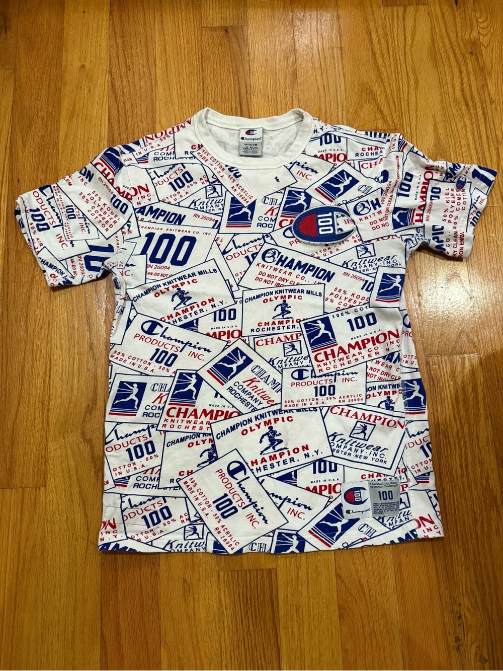 Champion Men's Heritage Century Collection All Over Tag Tee M